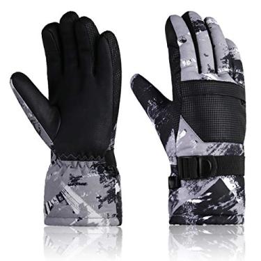 Imagem de Momoon Luvas de esqui, luvas impermeáveis, luvas de inverno com tela sensível ao toque de poliuretano para meninos, meninas, homens, mulheres, Cinza, M(suitable for 13-18 years)