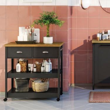 Imagem de Gabinete Banheiro Ditália 2 Gavetas Ba-135 Preto