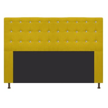 Imagem de Cabeceira Dama 195Cm King Size Com Strass Suede Amarelo