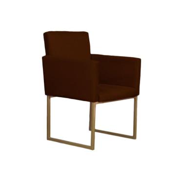 Imagem de Poltrona Decorativa Klara Base Dourada Suede 01 Lugar Marrom