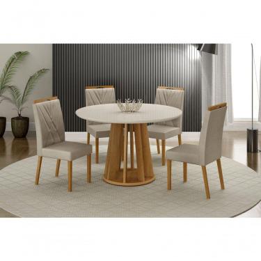 Imagem de Conjunto Mesa Rose Com 4 Cadeiras Lara Bege Veludo