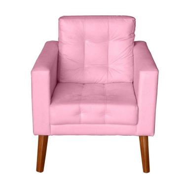 Imagem de Sofá/poltrona/cadeira Decorativa Glamour Dubai Com Puff E Pés Em Madeira Rosê