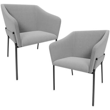 Imagem de Kit 2 Cadeiras Para Sala De Jantar Estar Living Olívia L02 Bouclê Cinz