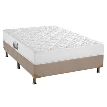 Imagem de Cama Box Casal: Colchão Espuma D45 Herval Top + Box Suede Bege(138X188)