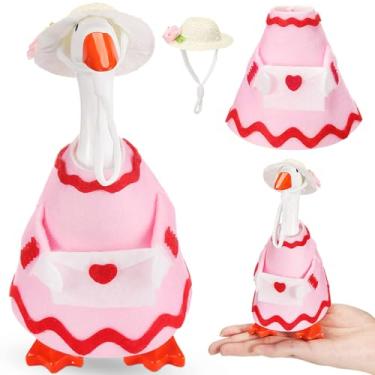 Imagem de AmazingSpark 1 Set Valentine's Day Mini Desk Goose 7 Inch Magnetic Goose Statue Key Holder Red Romantic Valentine Clothes for Magnetic Duck Statue Table Desk Key Holder Decor (Pink,Envelope)
