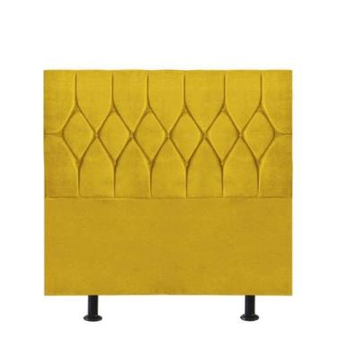Imagem de Cabeceira Estofada Cama Box Solteiro 90cm Istambul Suede Amarelo- Mabe