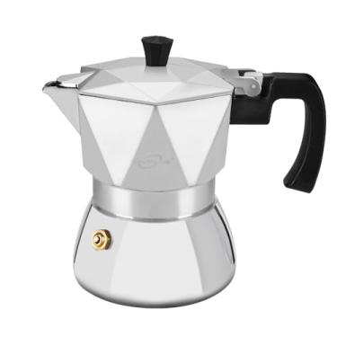 Imagem de MVPLUE Pote Rich Crema Moka, cafeteira de indução de válvula dupla, máquina de café expresso italiana, 2 doses de café expresso de 100 ml, prata