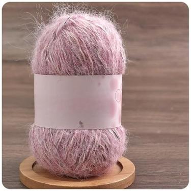Imagem de Fio de mistura de mohair de cor gradiente, fio de crochê macio à mão para suéteres, cachecóis, xales e acessórios de moda (rosa)
