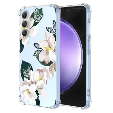 Imagem de WEIOUHR Capa para Galaxy S23 FE Samsung S23FE transparente macio TPU design de flor branca, à prova de choque, resistente a arranhões, capa protetora leve, para Samsung Galaxy S23 FE (Magnólia)