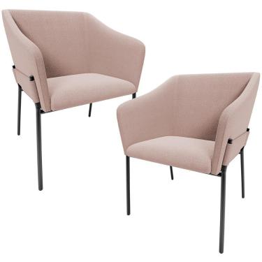 Imagem de Kit 2 Cadeiras Para Sala De Jantar Estar Living Olívia L02 Bouclê Rosê - Lyam Decor