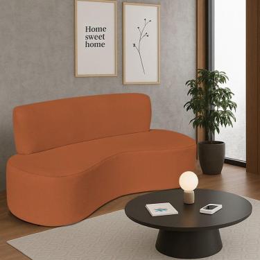 Imagem de Sofá Curvo 3 Lugares Amsterdã 180cm Suede Cor Terracota