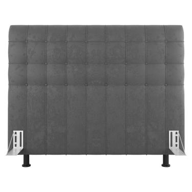 Imagem de Cabeceira Cama Box Casal King Size Dahlia 195Cm Com Frame Suede Cinza Claro - Abmaza