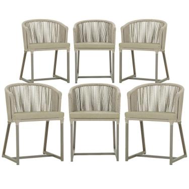 Imagem de 6 Cadeiras De Jantar Noronha Fendi Corda Náutica E7 Trama Rami