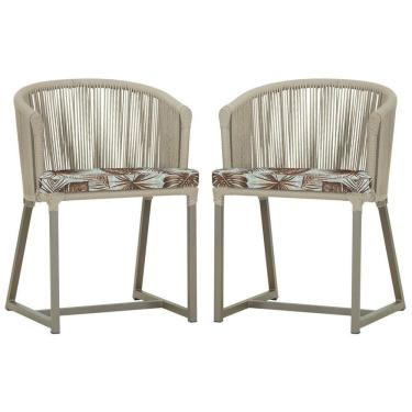 Imagem de 2 Cadeiras De Jantar Noronha Fendi Corda Náutica E6 Trama Rami