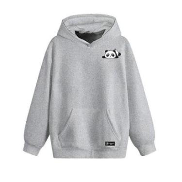 Imagem de Blusão Moletom Canguru Panda Infantil Personalizado com Capuz e Bolso-Unissex