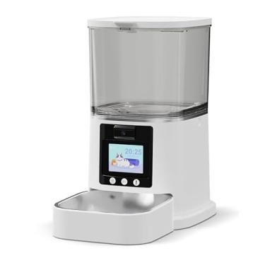 Imagem de Alimentador automático WiFi Smart HD para animais de estimação com câmera e visão noturna, áudio bidirecional, aplicativo e controle remoto, 6L, alimentação dupla, fácil de limpar, visor LCD, para
