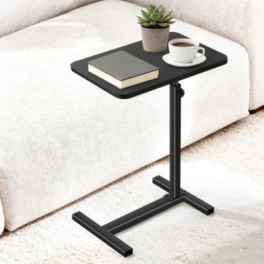 Imagem de Tinysun Bandeja de TV, altura ajustável e design estável em forma de C, mesa de lanche para sofá, cadeira de cama, mesa lateral em forma de C para comer, trabalhar, laptop, espaços pequenos (preto)