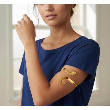 Imagem de Bracelete Serpente Ajustável  Bijuteria Feminina Moderna Cor:Prata - D