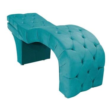 Imagem de Maca Estética Estofada Reclinável Ergonômica Suede Eliana Cor:azul Turquesa