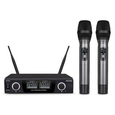 Imagem de AMW AU120 v2 Microfone sem fio Duplo de Mão Digital UHF Diversity + Es