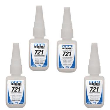 Imagem de Kit 4 Cola Adesiva Instantânea Profissional Incolor 721 TekBond, 20g