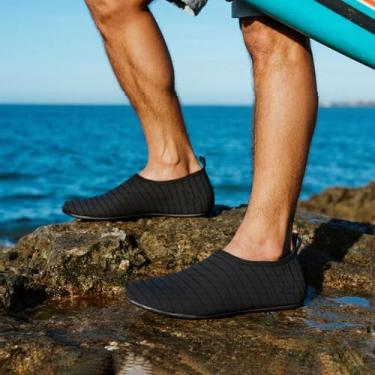 Imagem de Sapatos aquáticos masculinos e femininos, meias aquáticas, secagem rápida, antiderrapante, sola de borracha, leve, esportes aquáticos, surf, ioga, piscina, Preto, 8.5-9.5 Women/7.5-8.5 Men
