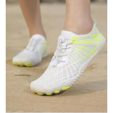 Imagem de Sapatos aquáticos de secagem rápida, meias aquáticas, unissex, para piscina, Branco, amarelo, 12 Women/11 Men
