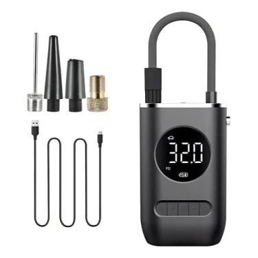 Imagem de Mini Compressor de Ar Portátil Digital Recarregável 150 PSI com USB-C e Display LED