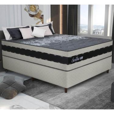 Imagem de Cama Box Conjugado Casal Com Colchão 138x73x188 Sevilha Gazin Cr35357 Areia-preto
