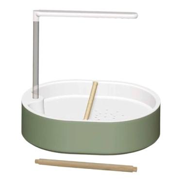 Imagem de Bothyi Banheira para, brinquedo automático para banho de pássaros com poleiros de madeira e bomba para aves de pequeno e médio porte, Chuveiro Branco