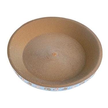 Imagem de WeiLaiKeQi Cama arranhadora de papelão para gatos, tigela de proteção para móveis de sala de estar, placa de arranhar ondulada para brinquedos, Xl