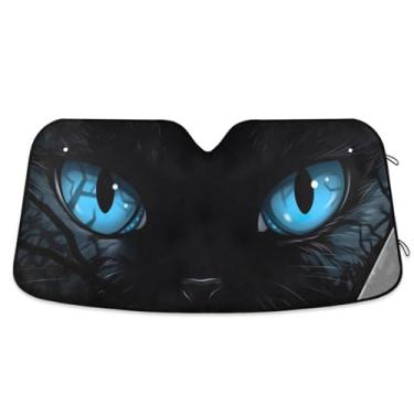 Imagem de Blueangle Protetor solar para para-brisa de carro Blue Eyes para carros - Proteção UV dobrável, ajuste universal 139.7 cm x 70.1 cm protetor de para-brisa frontal (505)