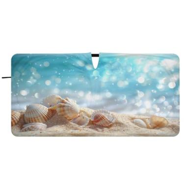 Imagem de Blueangle Belo para-sol para pára-brisas de praia tropical - 149.9 cm x 76.2 cm dobrável carro janela frontal bloqueia raios UV viseira de sol (656)