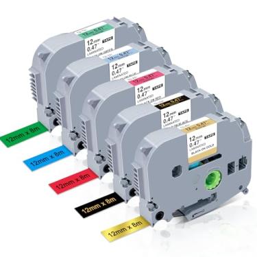 Imagem de Fita de substituição compatível TZ de 12 mm para Brother P Touch Label Tape TZ334 TZ431 TZ531 TZ731 TZ831 TZ Fita 12 mm 0,47 laminada preto/ouro/vermelho/azul/verde, para Ptouch PTD210 PTH100 PTD400 PT1180, 5