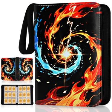 Imagem de Fichário com 9 bolsos para cartões, porta-cartões colecionáveis com 50 capas removíveis, serve para 900 cartões, design criativo, portátil, com zíper, coleção de cartões, álbum de presente para