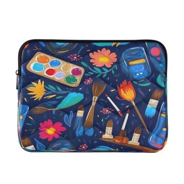 Imagem de Wassud Capa para laptop com pincéis coloridos de 35,5 cm, à prova de choque, à prova d'água, poliéster, capa para laptop para notebook, tablet