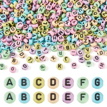 Imagem de Sparkeads 206G 1480 peças contas de acrílico com furo horizontal redondo com contas de letras, espaçador solto de 7 mm, miçanga do alfabeto, personagem, artesanato, miçanga para pulseira da amizade
