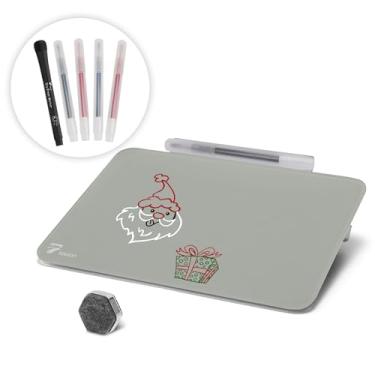 Imagem de TOWON Placa pequena de vidro apagável a seco, quadro branco de mesa com suporte, conjunto de mini almofadas de cavalete de quadro branco, artefato de estenografia para escritório, casa e material
