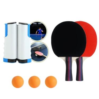 Imagem de 2 Raquete Ping Pong Tenis De Mesa Profissional Rede Retrátil Premium