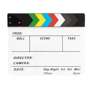 Imagem de Quadro de Aplauso Dry Erase Clapboard Clap-stick Clapper Board Slate com Palitos Madeira Maciça Ímã Incorporado para Som Alto e Claro Leve Cena Ação Filme Estúdio TV Publicidade ao Vivo Vídeo