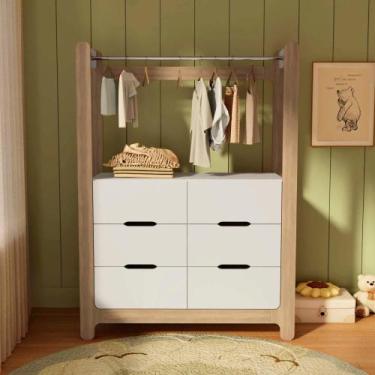 Imagem de Guarda-Roupa Closet Infantil com 6 Gavetas e Cabideiro 100% MDF Olívia