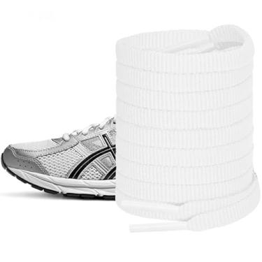 Imagem de NDTEZUGT Cadarços premium para ASICS Gel-Nimbus/Gel-Kayano/GT-2000 – Cadarços planos de poliéster durável de substituição para corrida, Branco, 63"/160cm