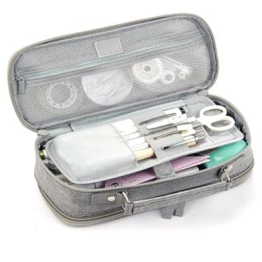 Imagem de Estojo Multiuso com 2 Divisórias, Alça e Zíper Interno e Externo – Necessaire e Diversos (Cinza)