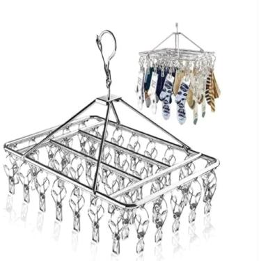 Imagem de Varal De 40 Clips Inox Prendedores Pratico E Retrátil Cabide Para Roupas Intimas Para Pequenas