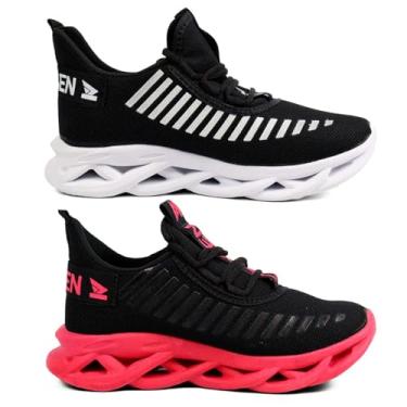 Imagem de Kit 2 Tênis Feminino Infantil Jaguar Esporte Leve Casual Confortável Moderno