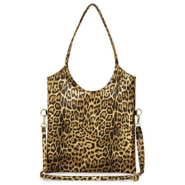 Imagem de TAKEASY Bolsa feminina italiana de camurça metálica genuína com estampa de leopardo e zíper | Bolsa de couro médio vertical macia, Dourado, Medium