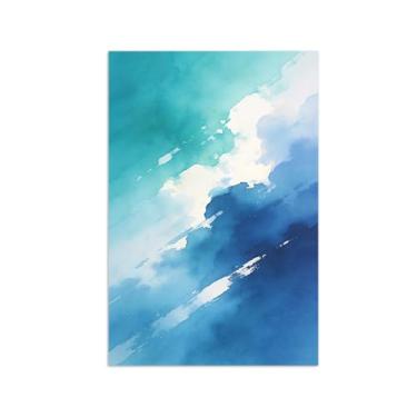 Imagem de Impressões abstratas em tela-Quadro texturizado para parede-Azul e branco-Pintura moderna para sala de estar 70x105cm Sem Moldura