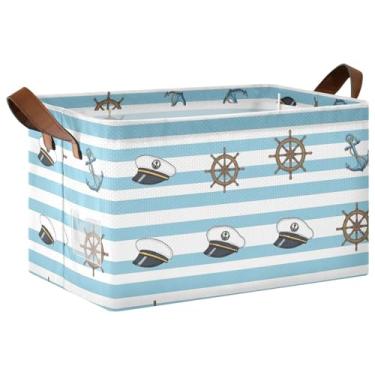 Imagem de Organizadores de armário e armazenamento para organização, organizadores de brinquedos grandes e caixas de armazenamento com alças, cestas para organizar volantes náuticos de navio de 17 x 29 x 25 cm