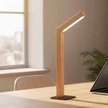 Imagem de Luminária de Mesa LED 360° com Controle de Luminosidade (Dimerizável) – Abajur Moderno para Leitura, Estudo e Home Office (Bege)