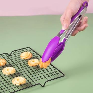 Imagem de Pinças de cozinha e churrasco, pinças de nylon resistente ao calor de 22 cm - Utensílio antiaderente multiuso para raspar, servir, salada, pão, 1 peça